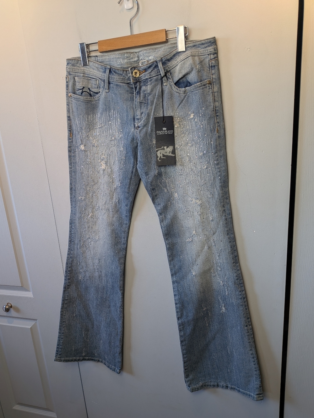 NWT ! PARASUCO Y2K Vintage Jeans Women Size 30 Flare Low Waist Distressed
